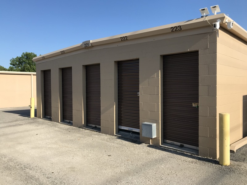 Close-up of storage units 220-223 at Antler Mini Storage Thomas Sinclair